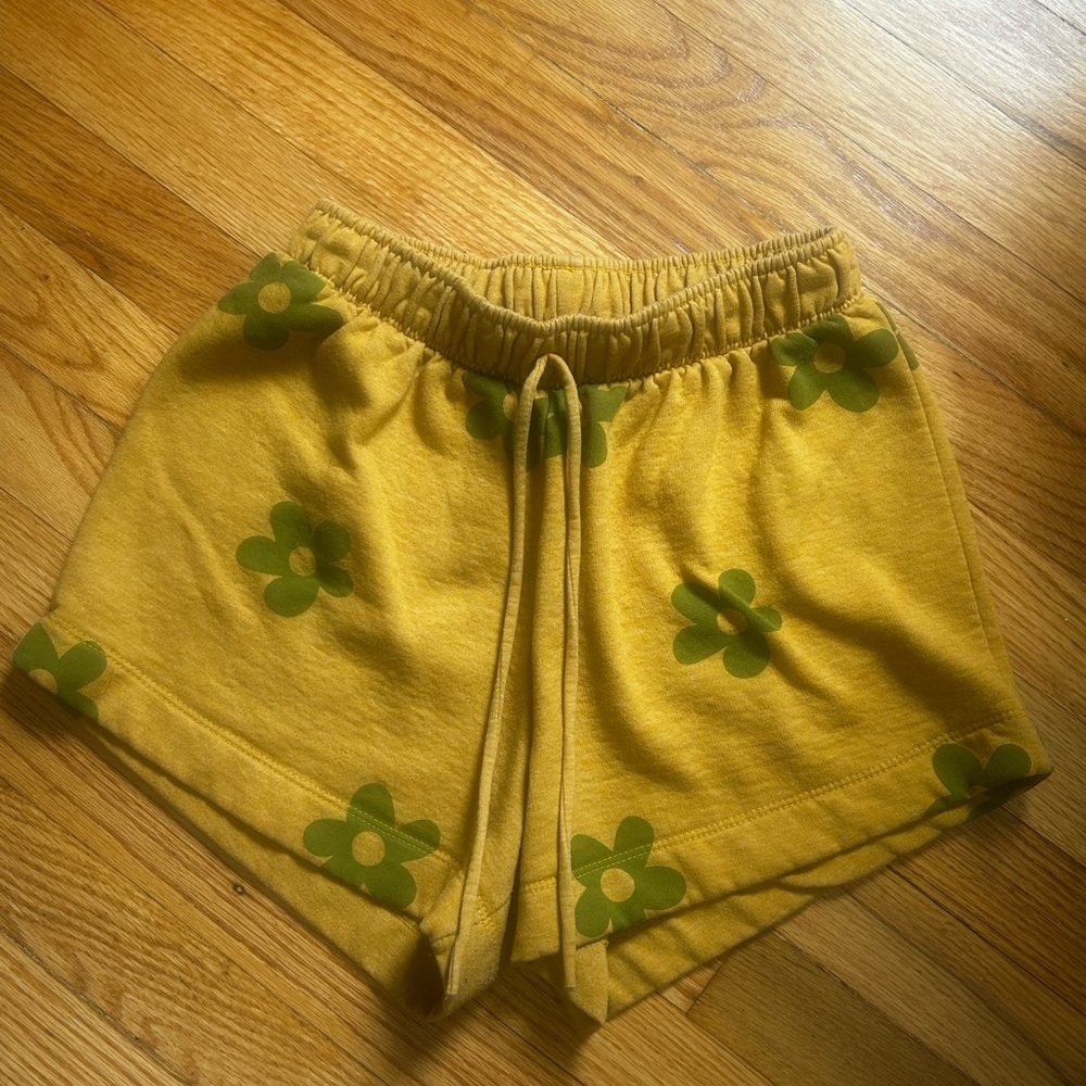 Sunny Yellow Floral Sweat Shorts